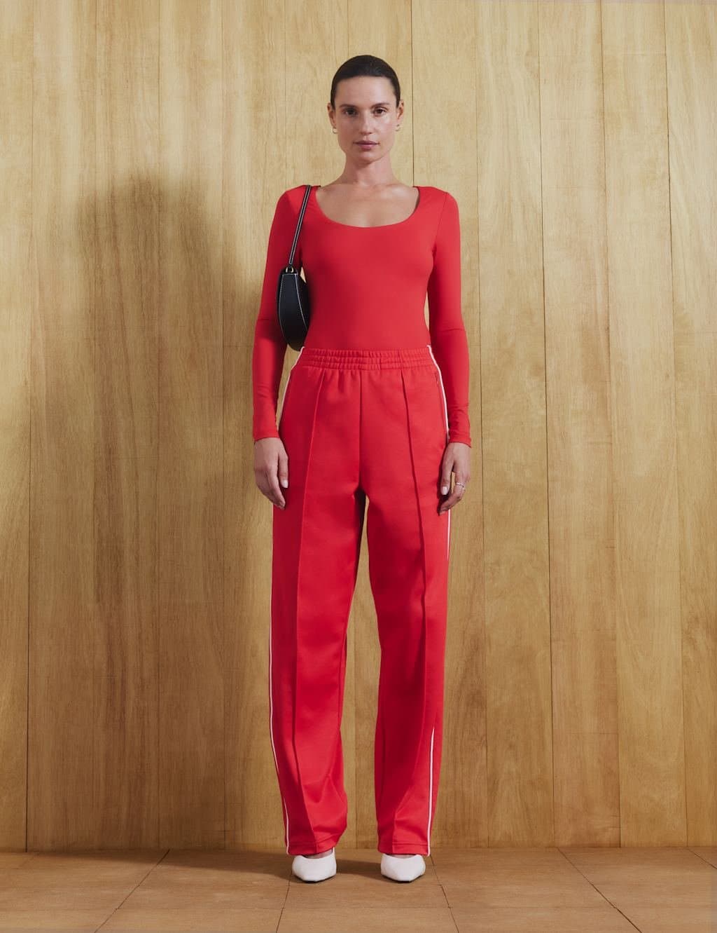 Marks & Spencer M&S Cotton Rich Side Stripe Straight Leg Joggers Poppy