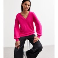 Sunshine Soul Women's Pink V-Neck Jumper Sunshine Soul New Look - 3