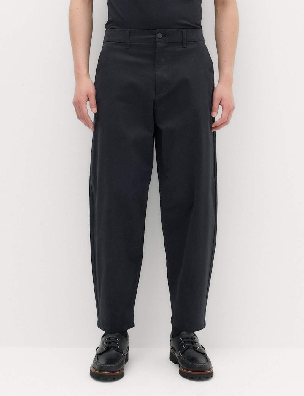Marks & Spencer M&S Barrel Fit Stretch Chinos Black
