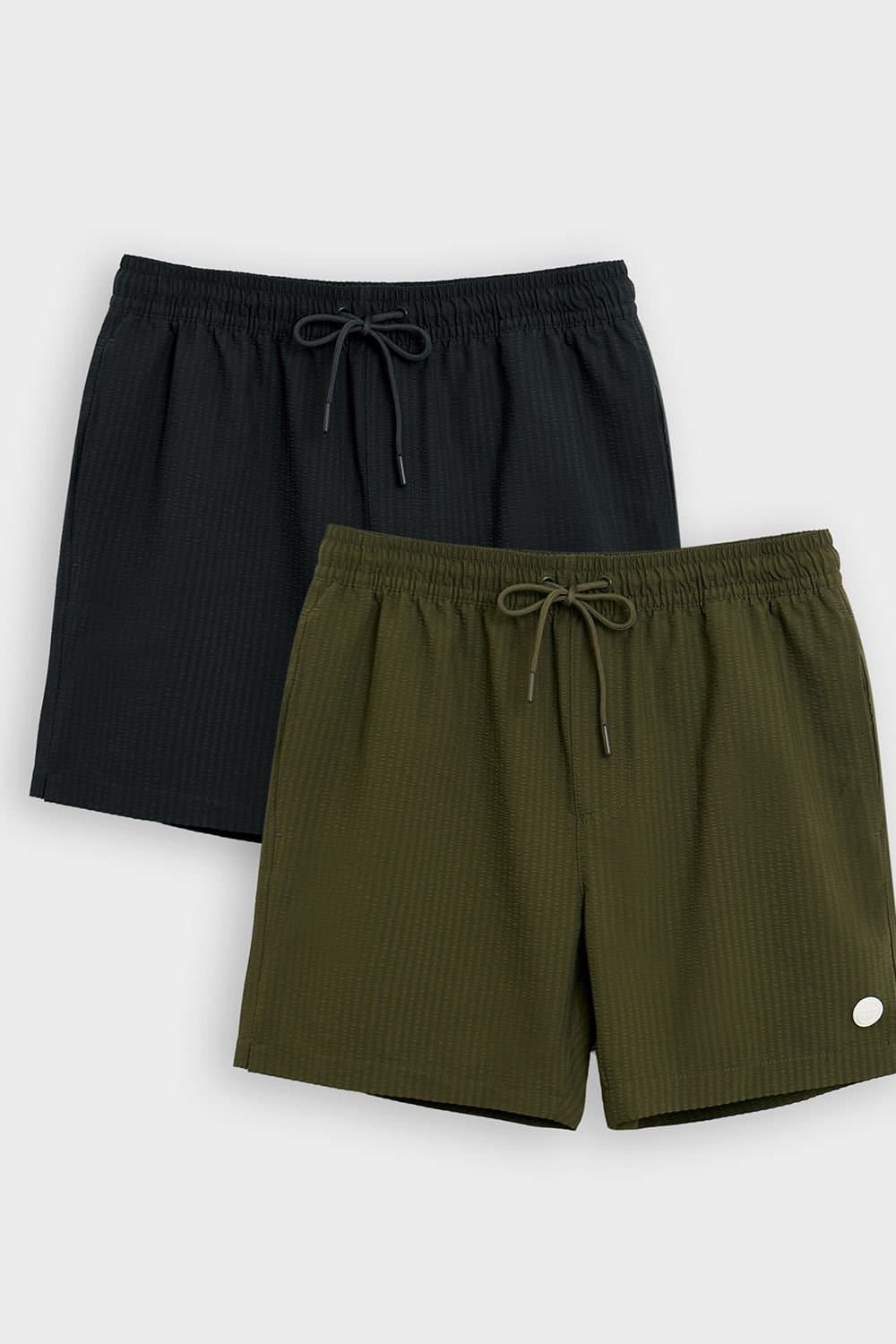 Threadbare Threadbare Men's 2-Pack Stripe Seersucker Swim Shorts