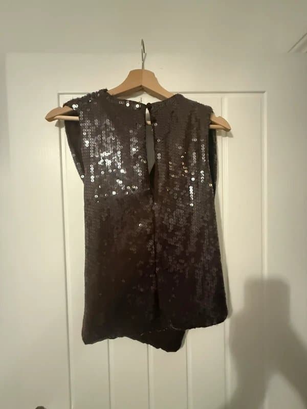 ASOS Design ASOS design brown sequin crossover front top size 10
