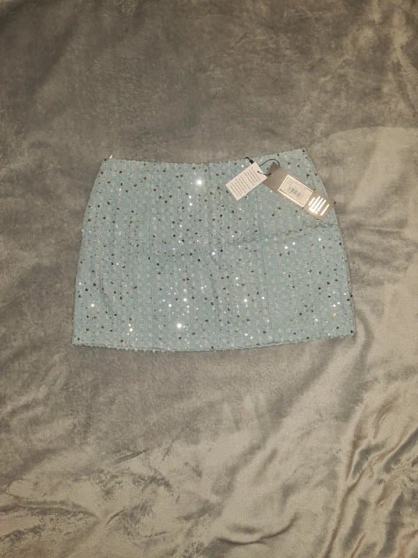 New Look Sequin embellished demin skirt