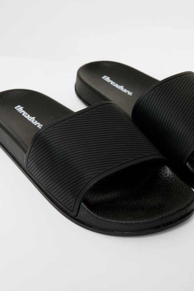 Threadbare Threadbare Men's Lightweight Cushioned Sliders in Black - 3