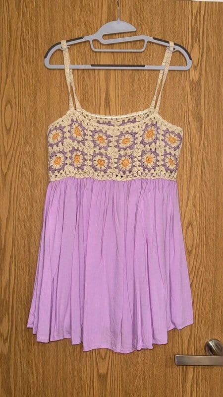 ASOS Design Lilac Crochet Babydoll Mini Sundress