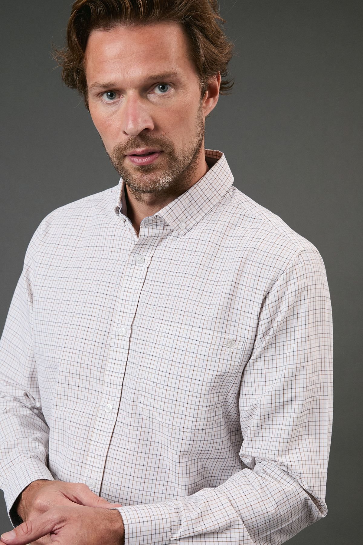 Maine Maine Men's Neutral Country Check Long Sleeve Shirt - 4