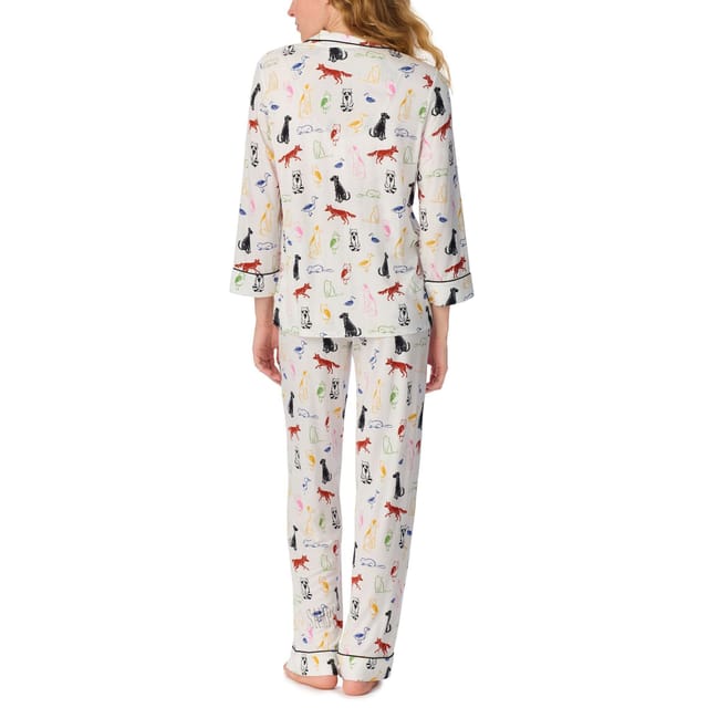 kate spade new york Kate Spade New York Women's 3/4 Sleeve Long PjJ Set in Brushed Jersy with Animal Pattern in Off-White - 2