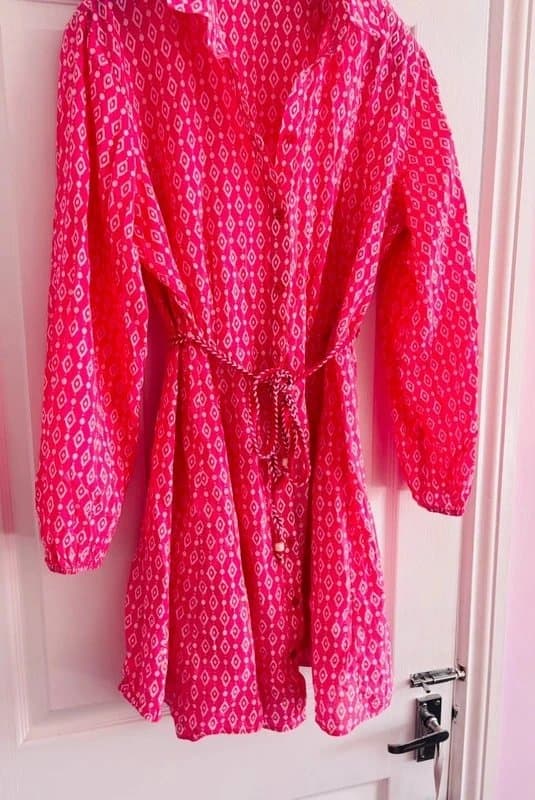 F&F F and f plunge knee length shirt pink wedding party holiday dress 18 same day post