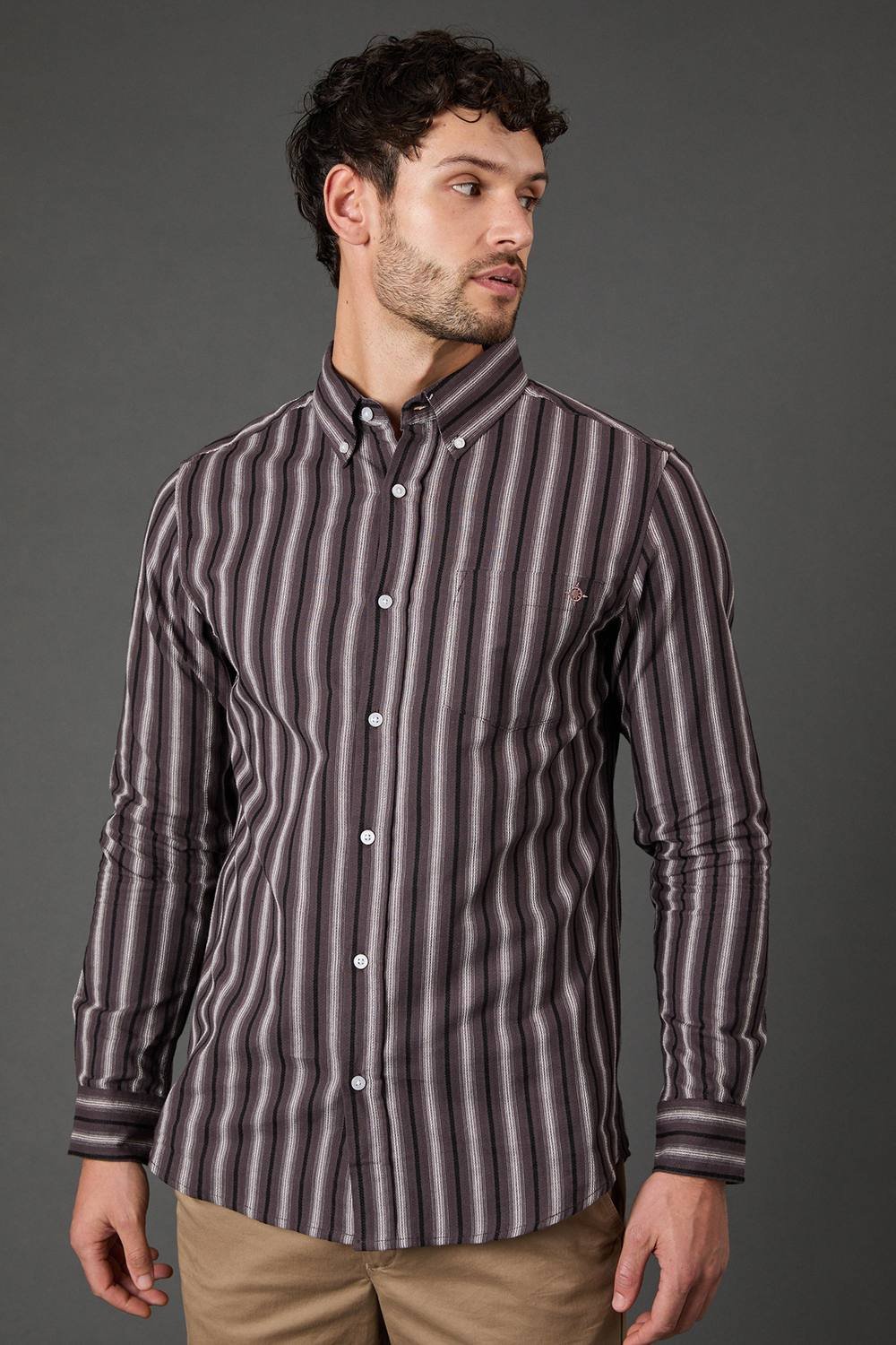 Maine Maine Men's Purple Stripe Long Sleeve Shirt - 2