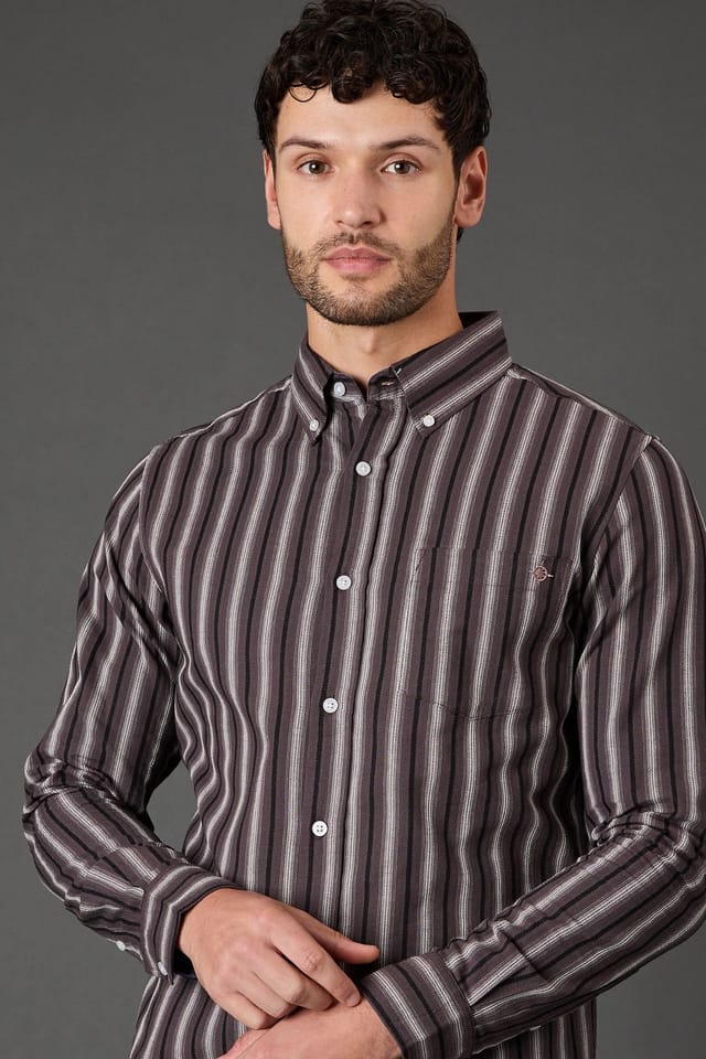 Maine Maine Men's Purple Stripe Long Sleeve Shirt - 2