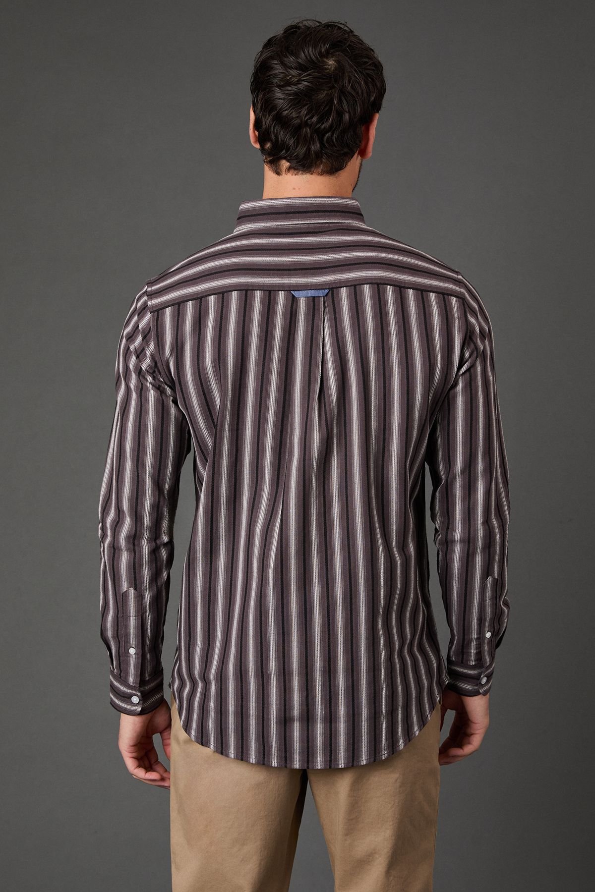 Maine Maine Men's Purple Stripe Long Sleeve Shirt - 4