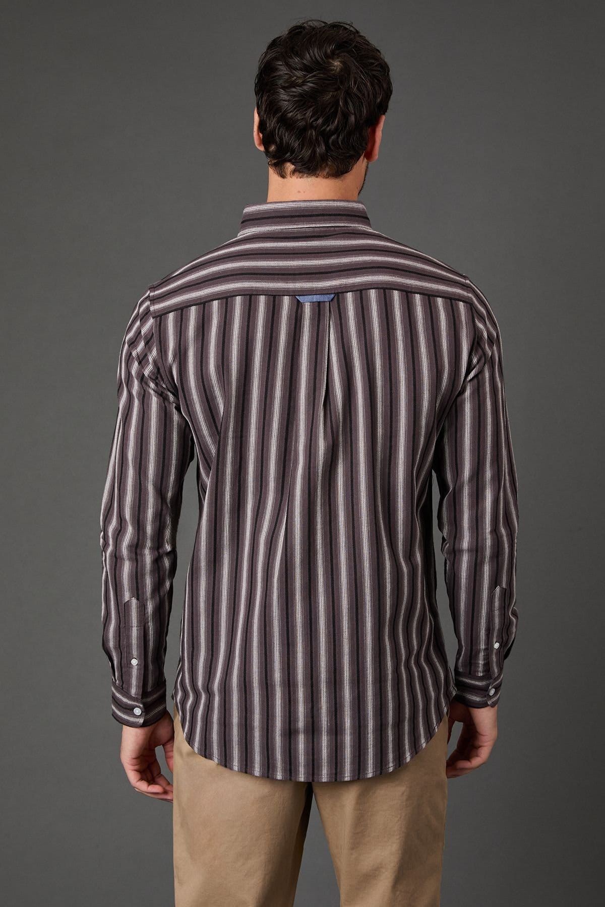 Maine Maine Men's Purple Stripe Long Sleeve Shirt - 4