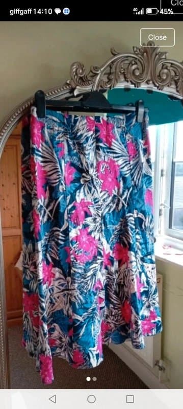 EWM Ladies size 12 ewm floral long skirt linen blend