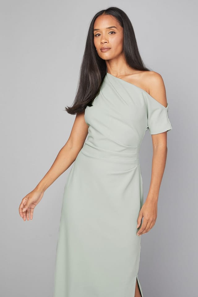 Wallis Wallis Women's Jersey Crepe One Shoulder Maxi Dress in Mint - 2