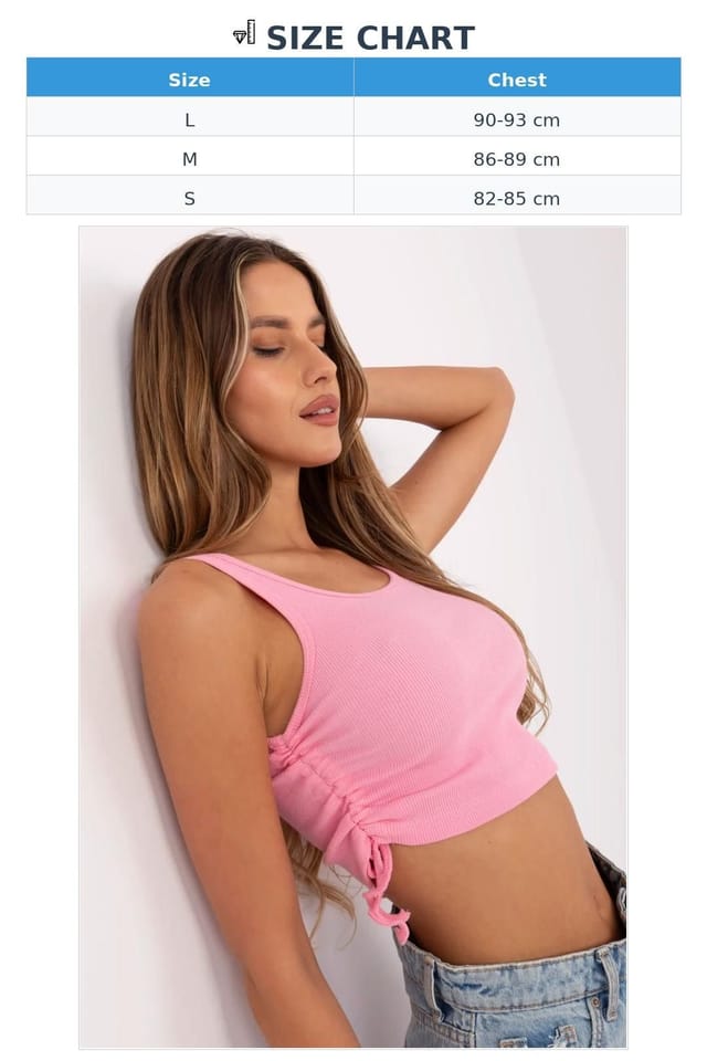 Love Lace Love Lace Women's Ribbed Cotton Crop Top With Ruched Side Ties in Pink - 3