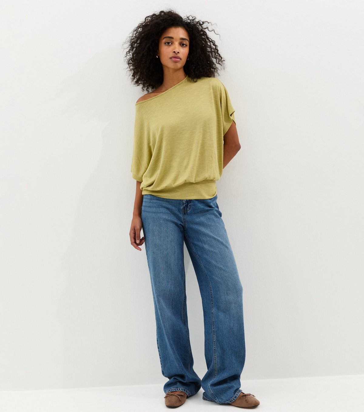 New Look Women's Green Soft Touch Slub Batwing T-Shirt New Look - 3