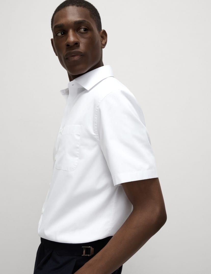 Marks & Spencer M&S Regular Fit Cotton Blend Short Sleeve Shirt White - 1