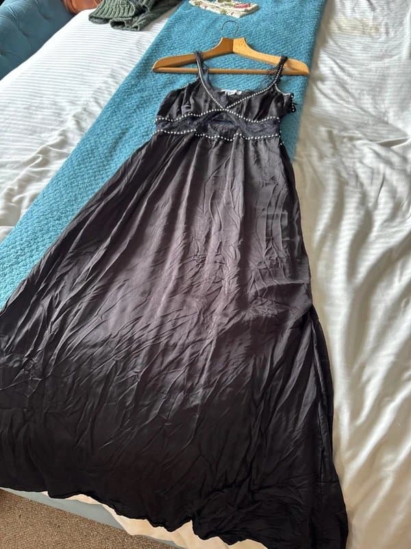 Never Fully Dressed Stunning black lace & silver studded maxi dress