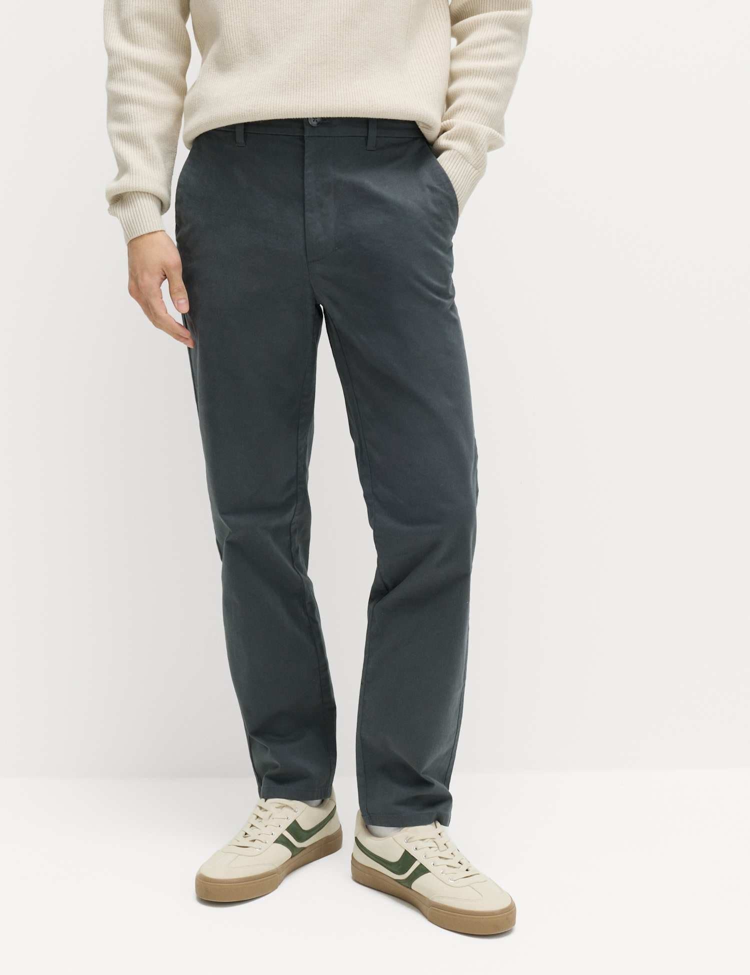 Marks & Spencer M&S Regular Fit Half Elasticated Waist Chinos Dark Pewter
