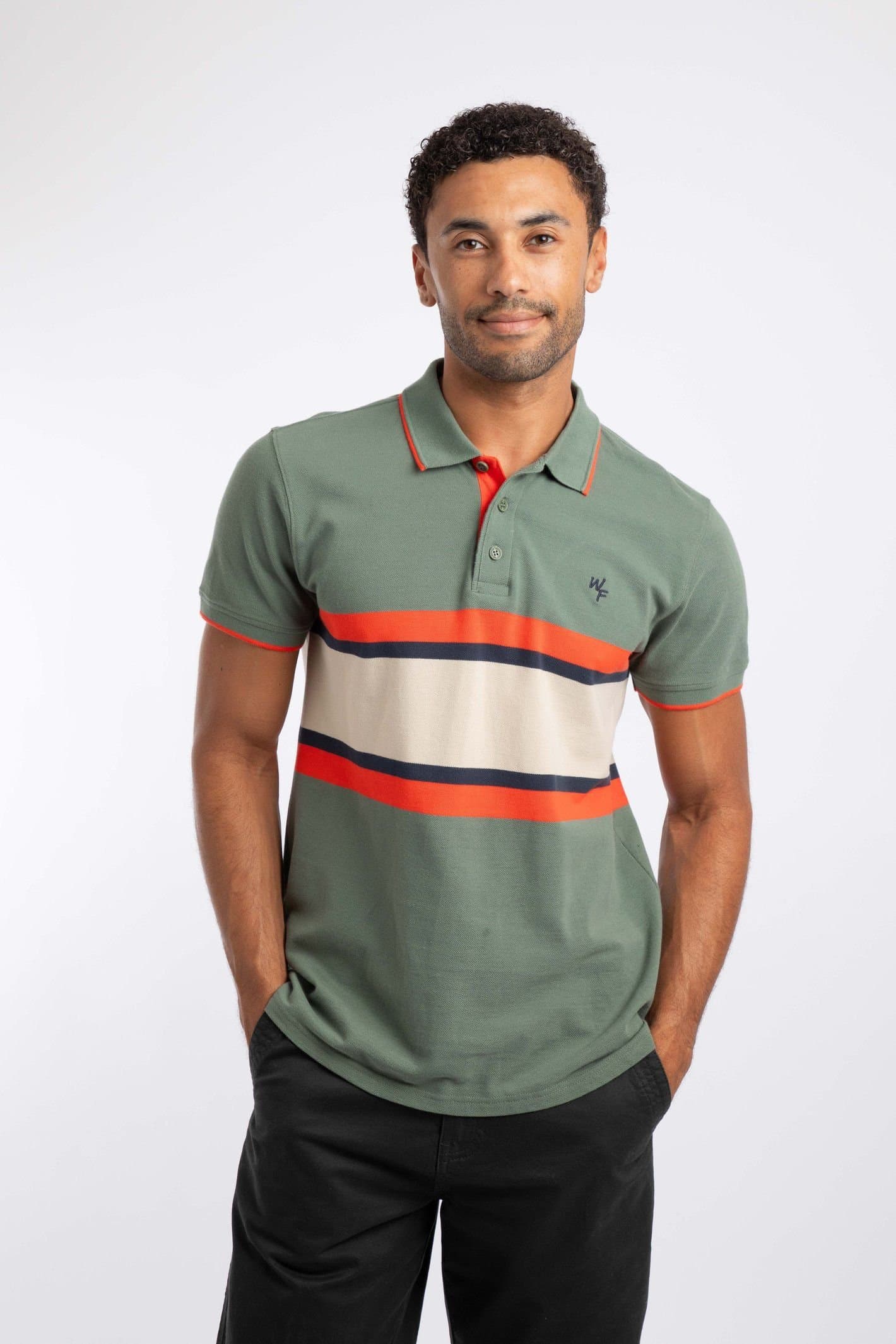 Weird Fish Weird Fish Men's Bradbury Pique Stripe Polo Shirt in Green