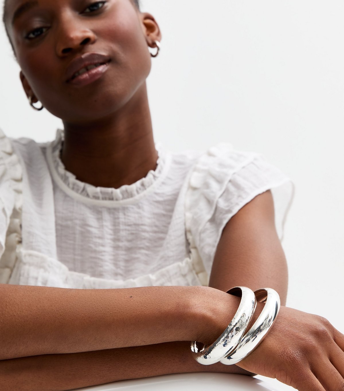 New Look Pack of 2 Silver Tone Chunky Bangles New Look - 3