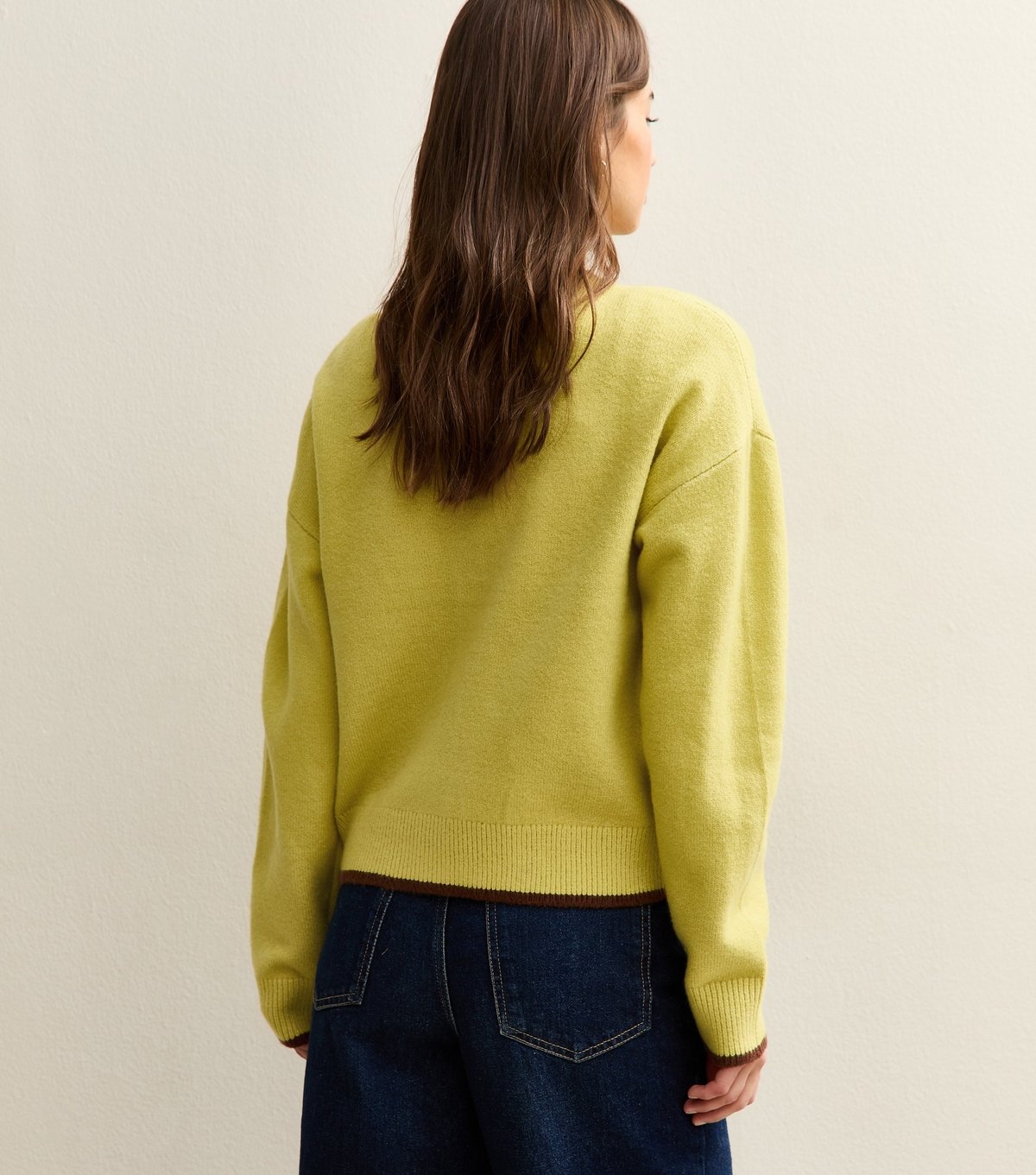 New Look Women's Green Tipped Crew Neck Cardigan New Look - 4