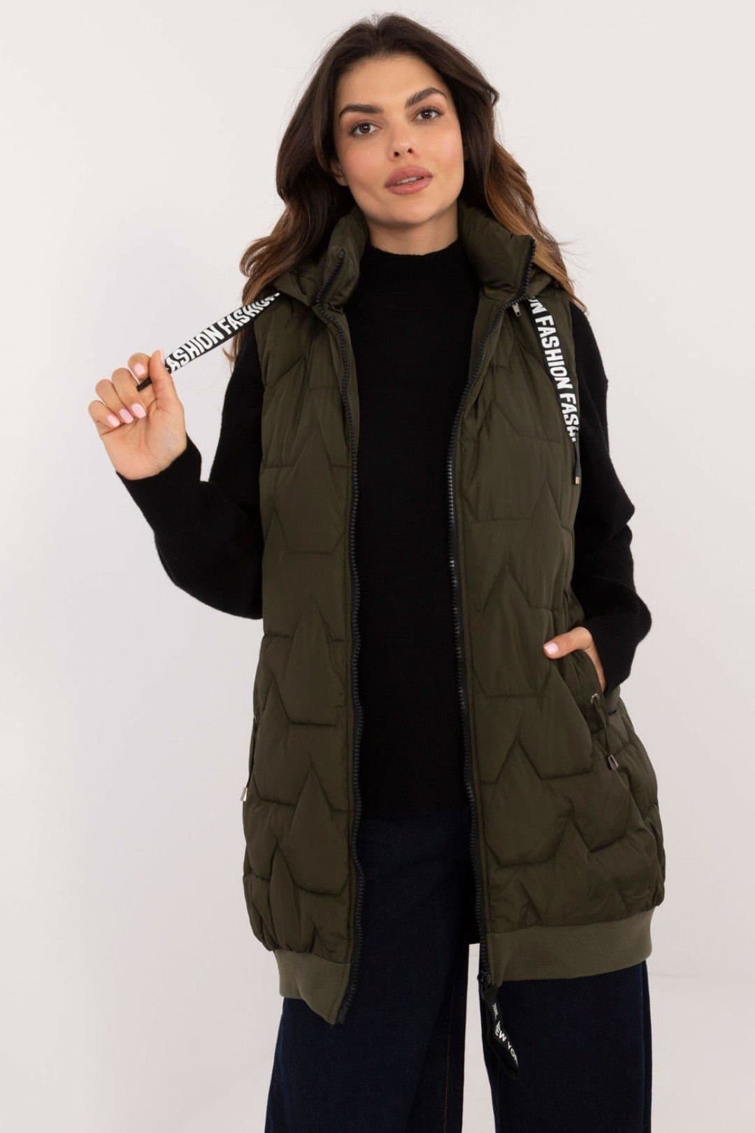 Love Lace Love Lace Women's Quilted Insulated Vest with Detachable Hood in Green