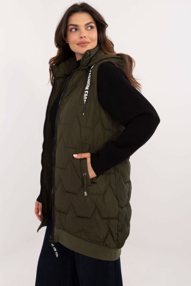 Love Lace Love Lace Women's Quilted Insulated Vest with Detachable Hood in Green - 2