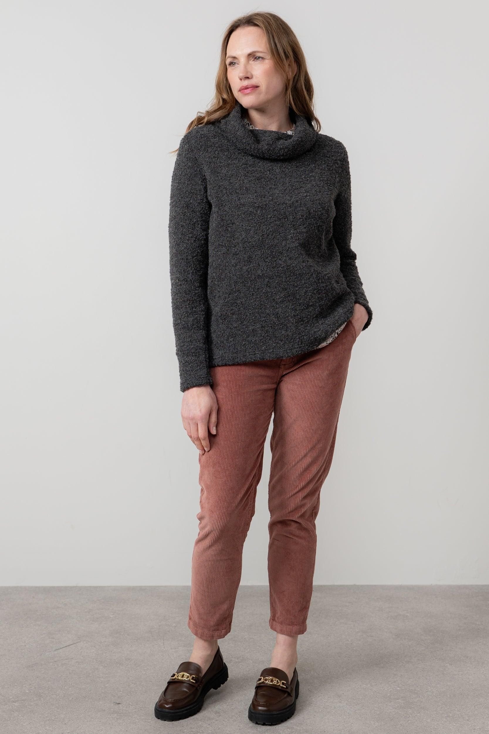 Lily & Me Lily & Me Women's Cosy Day Textured Boucle Knit Cowl Neck Jumper in Charcoal - 3