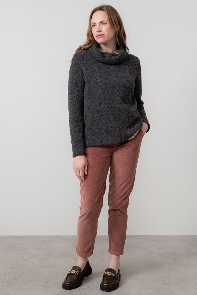 Lily & Me Lily & Me Women's Cosy Day Textured Boucle Knit Cowl Neck Jumper in Charcoal - 3