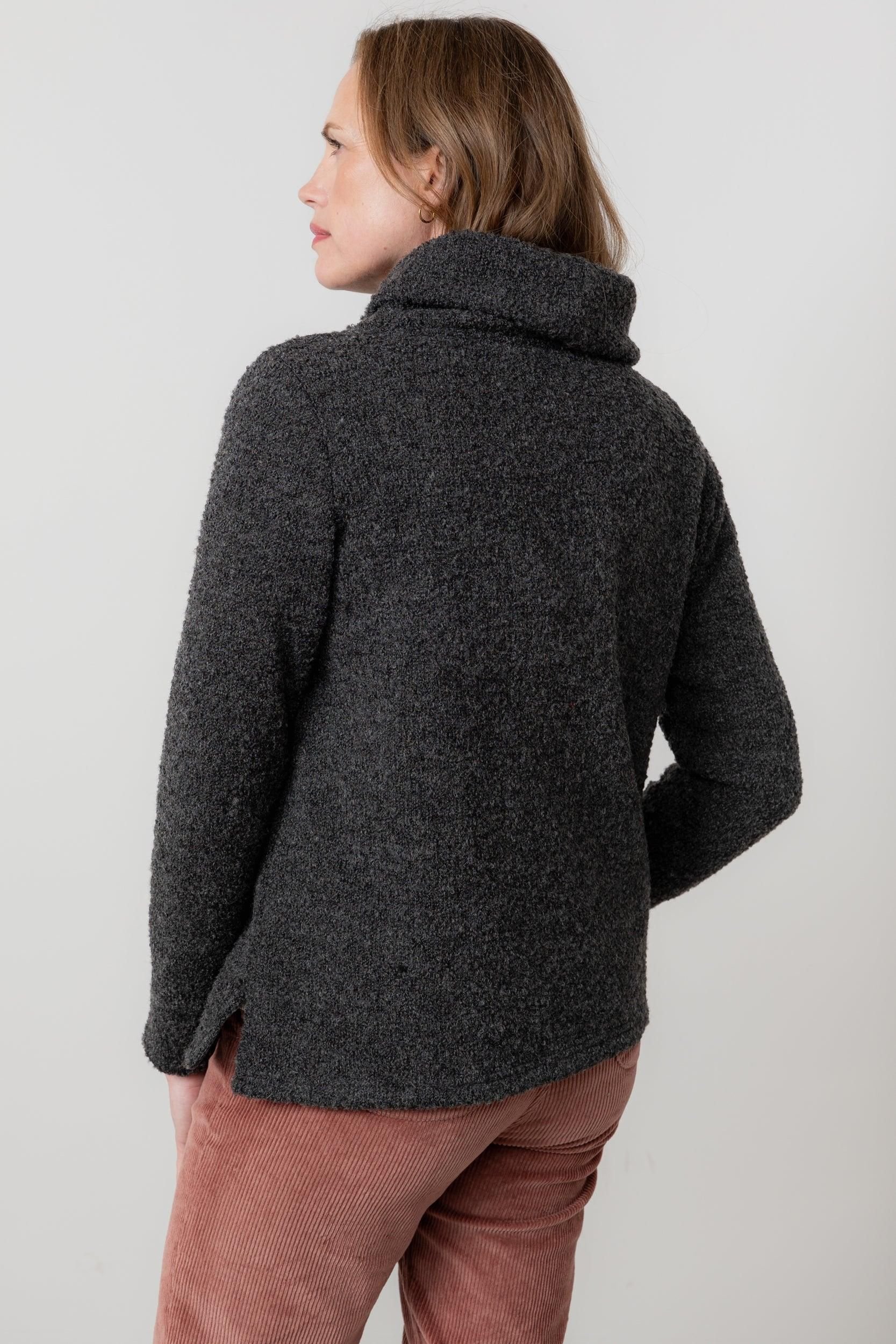 Lily & Me Lily & Me Women's Cosy Day Textured Boucle Knit Cowl Neck Jumper in Charcoal - 4