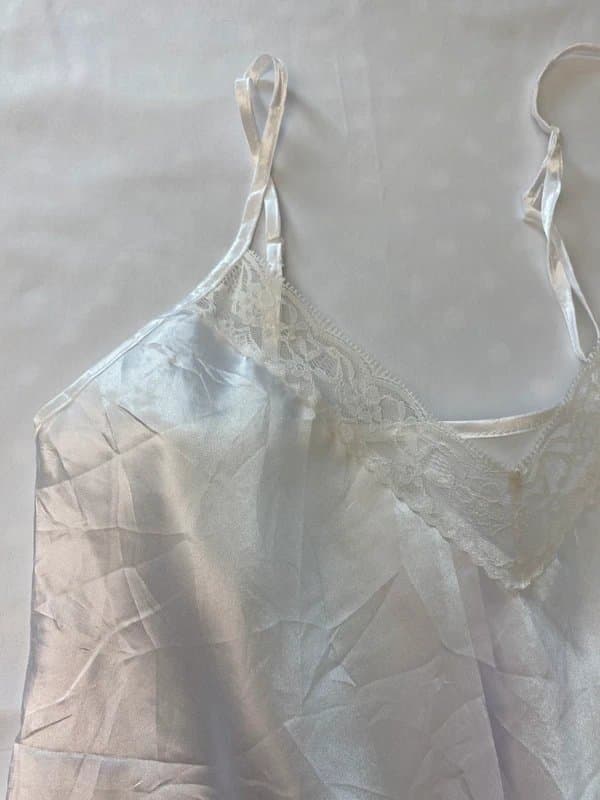 Matalan White Satin Feel Chemise Nightdress – Size 10 – Lace Trim – Like New