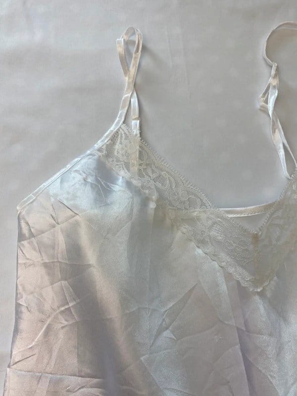 Matalan White Satin Feel Chemise Nightdress – Size 10 – Lace Trim – Like New - 1