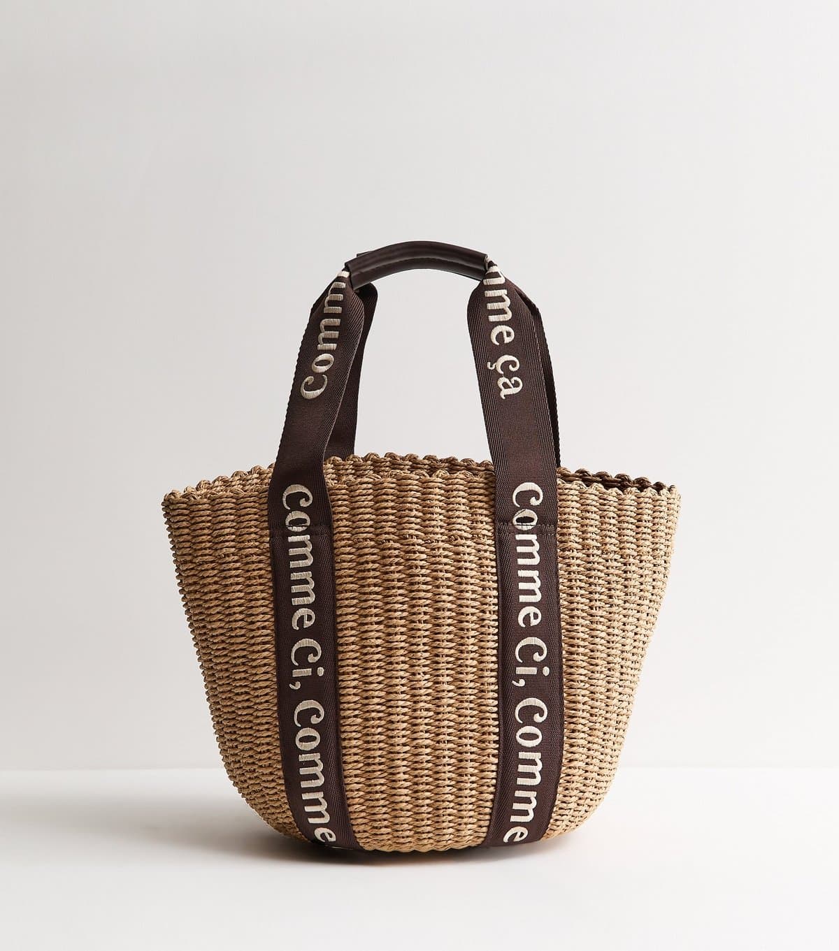 New Look New Look Brown Logo Trim Basket Tote