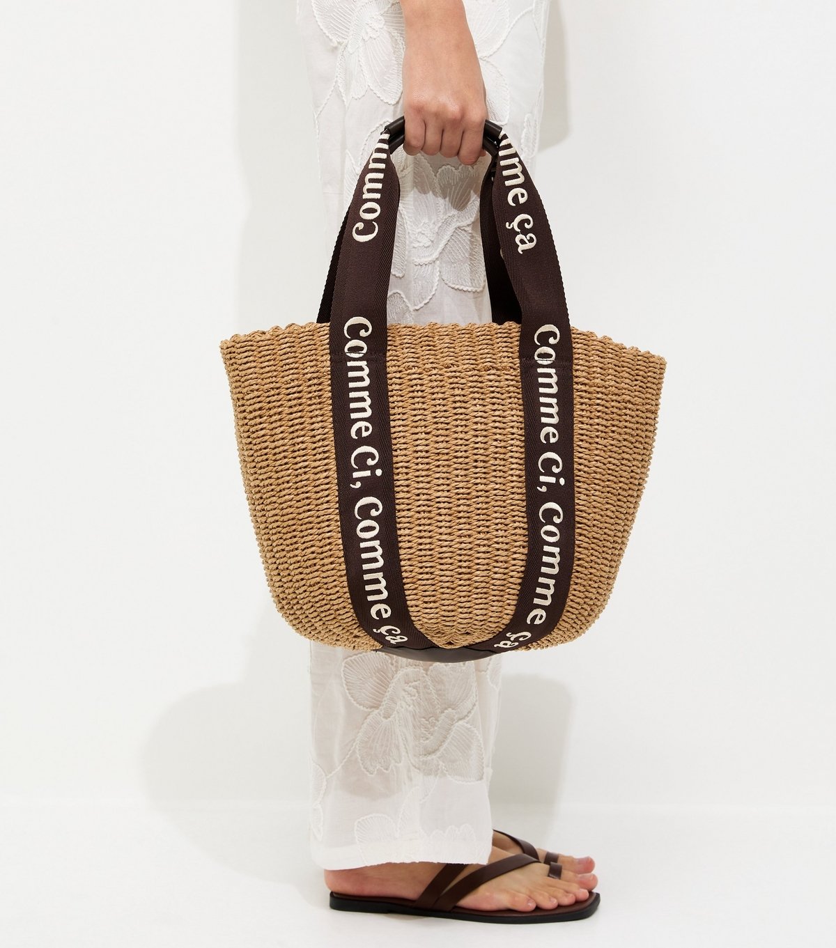 New Look Brown Logo Trim Basket Tote New Look - 2