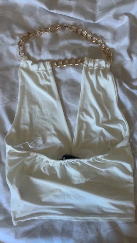 New Look white halter neck top. chain goes round the neck