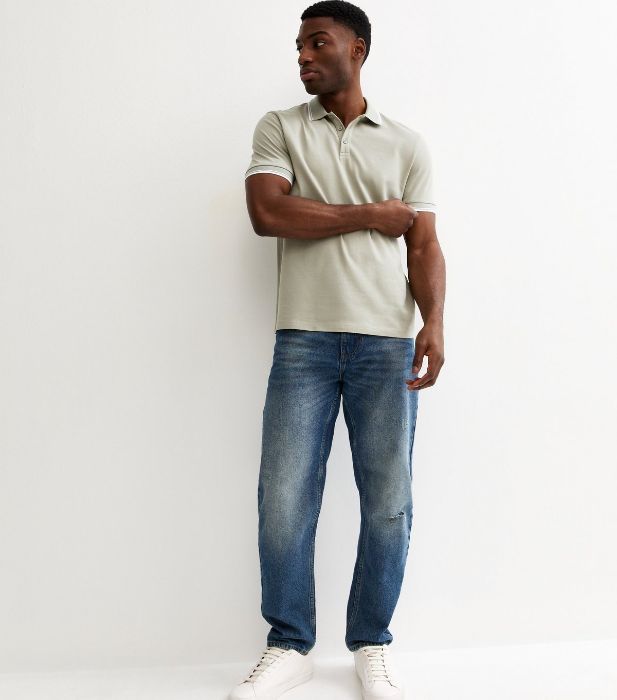 New Look Men's Mint Green Regular Pique Tipped Collar Polo Shirt New Look - 3