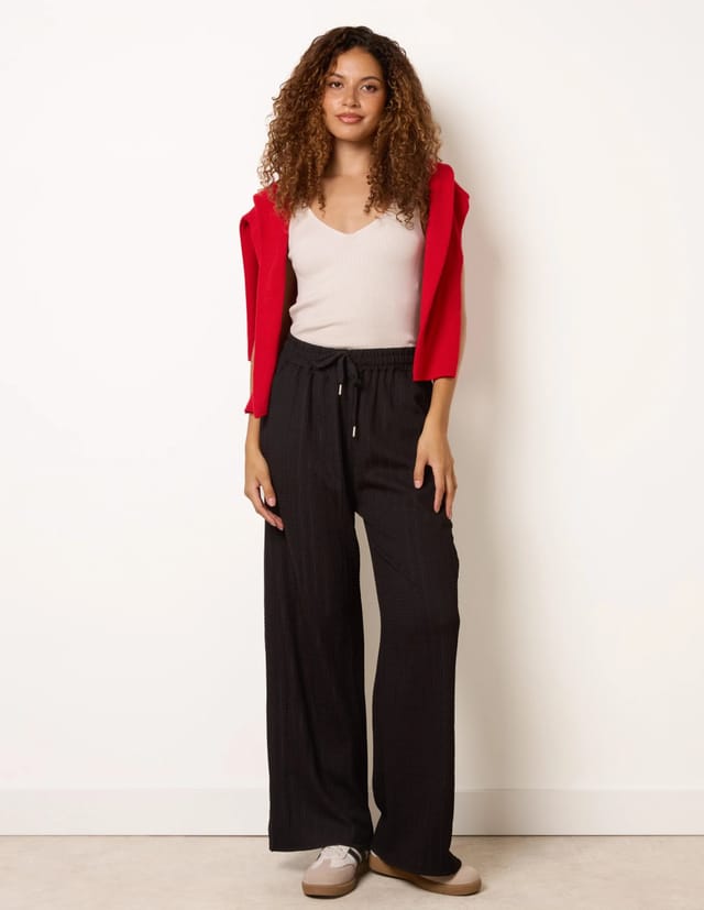 Blue Vanilla Crinkled Drawstring Trousers - 2