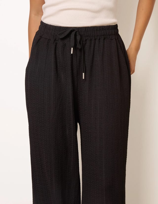 Blue Vanilla Crinkled Drawstring Trousers - 3