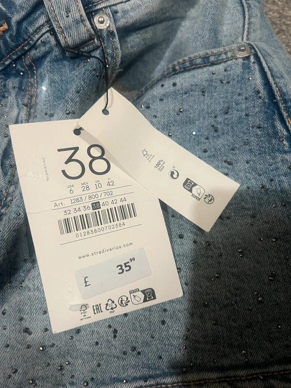 Bershka diamonte denim skort