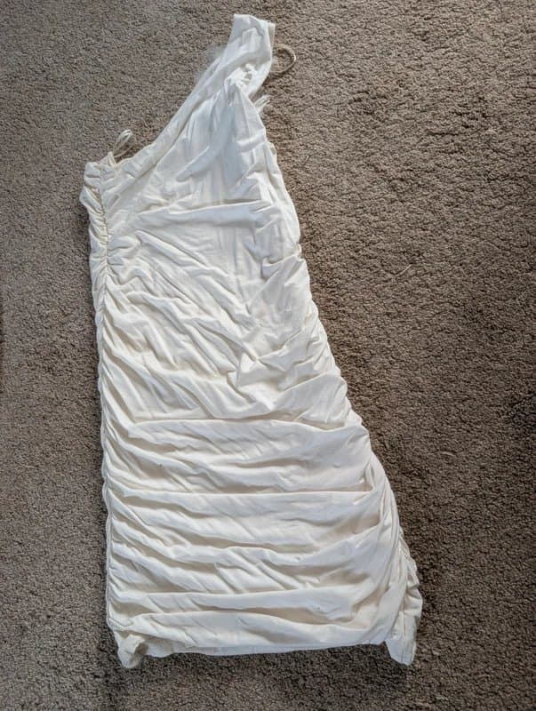 Topshop Ruched, cream, one shouldered dress