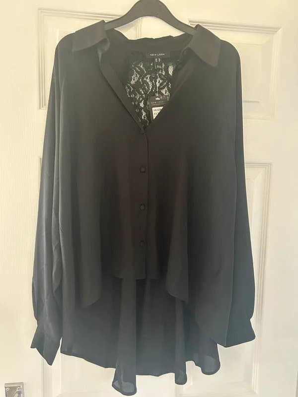 New Look Black Newlook chiffon type long sleeve blouse