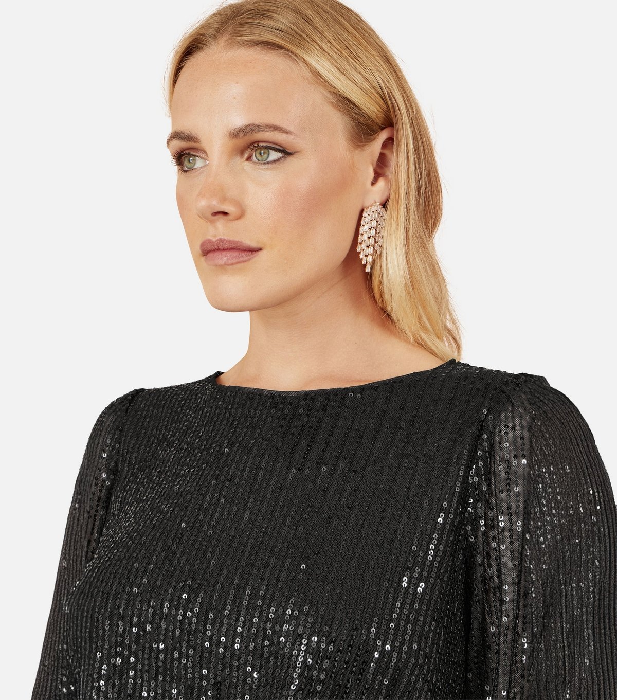 Yumi Women's Black Sequin Velvet Mini Dress Yumi New Look - 3