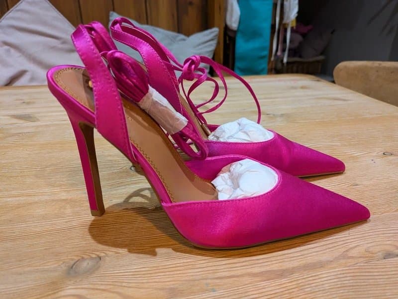 ASOS ASOS Design Bright Pink Tie Leg high heeled shoes