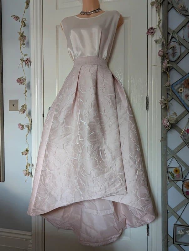 Coast 🤍 COAST Leah Pale Pink Floral Jacquard Statement High Low Beautiful Bridal Skirt Size 10 🤍