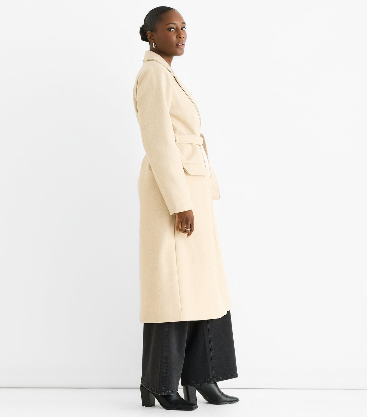 Gini London Women's Oatmeal Double Breasted Collared Coat Gini London New Look - 3