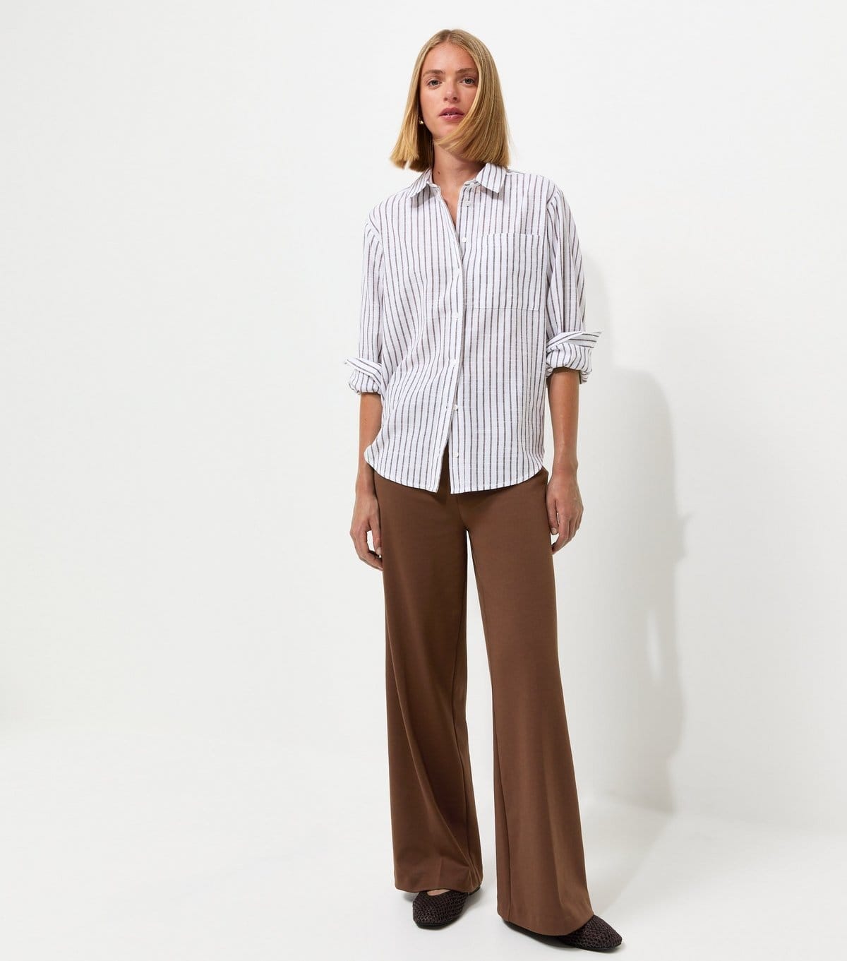 New Look Women's Dark Brown Jersey Wide Leg Trousers New Look - 1