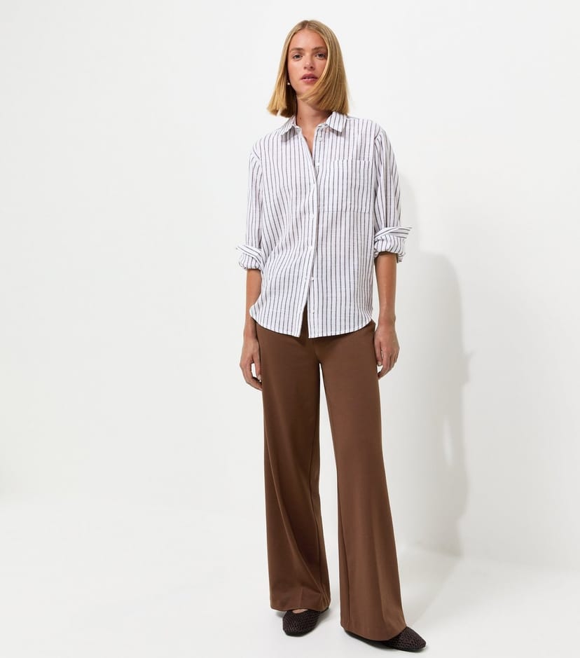New Look Women's Dark Brown Jersey Wide Leg Trousers New Look - 1