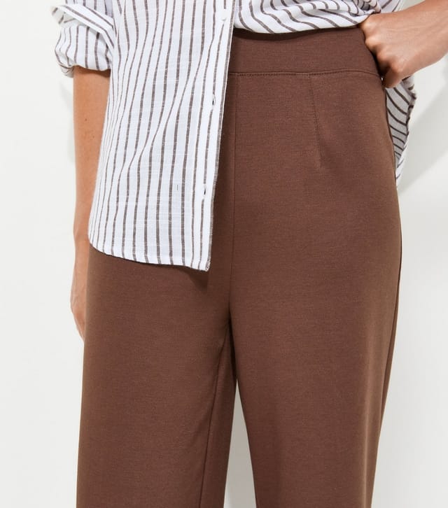New Look Women's Dark Brown Jersey Wide Leg Trousers New Look - 2