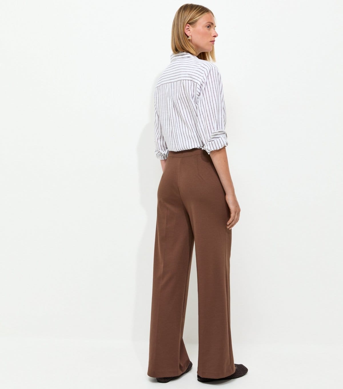 New Look Women's Dark Brown Jersey Wide Leg Trousers New Look - 4