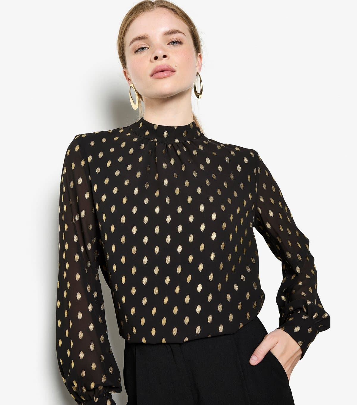 Apricot Women's Black Foil Print High Neck Top Apricot New Look